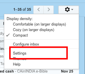 settings, gmail