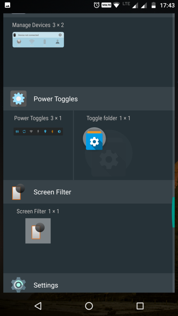 select power toggle widget