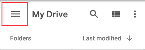 google drive mobile menu