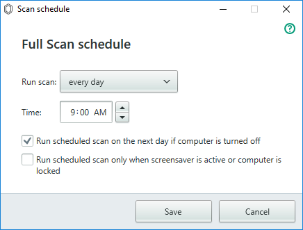 schedule kaspersky free antivirus scanning