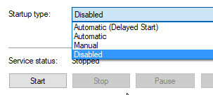 windows 10 update disable services