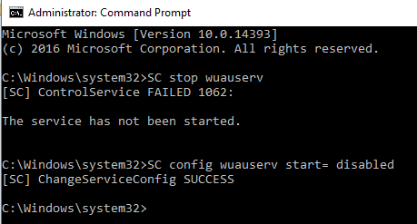 disable windows 10 (home, pro and above) with command prompt 